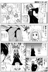  1boy animal_costume blush comic dress drill_hair head_under_clothes ichihara_nina idolmaster idolmaster_cinderella_girls kanzaki_ranko long_hair monochrome multiple_girls onion_(artist) open_mouth producer_(idolmaster) smile translation_request twin_drills twintails 