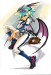  absurdres baseball baseball_mitt baseball_uniform boringmu hair_up highres morrigan_aensland smile sportswear tying_shoes vampire_(game) visor_cap 