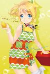  1girl apron ayase_eli bandana blonde_hair blue_eyes dress gyoniku_sausage_funsai_gyokurocha lemon long_hair love_live!_school_idol_project ponytail solo 