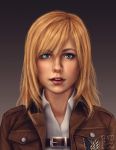  1girl blonde_hair blue_eyes christa_renz looking_at_viewer realistic shingeki_no_kyojin solo trixia uniform 