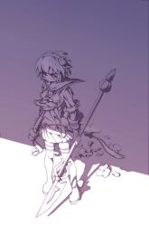  1girl armband boro_(tn-boro) bud commentary_request flower hair_flower hair_ornament hairband highres holding holding_polearm holding_weapon magical_girl mahou_shoujo_ikusei_keikaku pleated_skirt polearm sailor_collar school_uniform short_hair skirt snow_white_(mahoiku) spear thigh-highs weapon white_thighhighs 