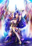  1girl akroma angel armor long_hair magic:_the_gathering nakazawa_dousan purple_hair sword violet_eyes weapon wings 