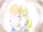  2girls alice_margatroid blonde_hair braid capelet hairband hug kirisame_marisa kiss lolita_hairband long_hair multiple_girls rough side_braid touhou yuri 