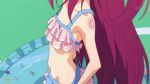  1girl animated animated_gif annoyed bikini douraku_utage flat_chest green_eyes hair_ornament innertube long_hair navel ore_no_nounai_sentakushi_ga_gakuen_love-comedy_wo_senryoku_de_jama_shiteru redhead side_ponytail solo swimsuit 