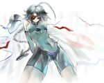  1girl ahoge blazblue bodysuit eyepatch gond nu-13 red_eyes silver_hair 