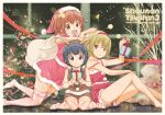  3girls :d aiura amaya_kanaka animal_costume arm_rest bare_legs barefoot box branch christmas christmas_lights cover cover_page doujin_cover doujinshi elbow_rest fake_horns gift gift_box hairband hat highres holding holding_gift hosoi_mieko indoors iwasawa_saki kneeling leaning_on_person light_particles lights looking_at_viewer multiple_girls night on_floor on_head open_mouth reflection reindeer_antlers reindeer_costume sack santa_costume santa_hat sitting smile stuffed_animal stuffed_toy teddy_bear thighhighs uehara_ayuko wariza window windowboxed 