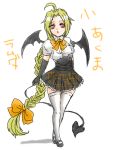  1girl ahoge alternate_costume bat_wings blazblue blonde_hair demon_tail demon_wings lambda-11 red_eyes tail wings 
