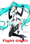  1girl 2013 aqua_eyes aqua_hair artist_name boots crown dated elbow_gloves gloves goodsmile_company goodsmile_racing hatsune_miku headphones headset jumping leotard long_hair looking_back official_art open_mouth racequeen saitom simple_background solo thigh_boots thighhighs twintails very_long_hair vocaloid white_background 