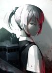  1girl blood blood_stain blue_eyes hair_ornament hetza_(hellshock) kantai_collection personification pink_hair ponytail school_uniform shiranui_(kantai_collection) short_hair short_ponytail short_sleeves solo 