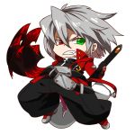  1boy blazblue chibi devoured_by_darkness heterochromia jerun ragna_the_bloodedge silver_hair sword weapon 