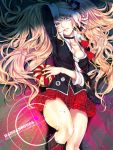  1girl blue_eyes breasts choker cleavage crown dangan_ronpa enoshima_junko iria_(yumeirokingyo) legs lips necktie pink_hair skirt solo 