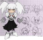  1girl call_(inafune_keiji) call_(mighty_no._9) expressions highres miamelly mighty_no._9 robot robot_ears robot_joints skirt smile solo violet_eyes white_hair 