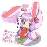  1girl animal_ears carrot chibi long_hair purple_hair rabbit_ears solo twintails violet_eyes vocaloid yuzuki_kei yuzuki_yukari 