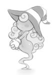  blush_stickers curly_hair ghost ghost_tail gloves hands_clasped hat long_hair monochrome no_eyes paper_mario small_breasts smile super_mario_bros. vivian 