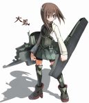  1girl blush brown_eyes brown_hair highres kantai_collection looking_at_viewer personification short_hair skirt smile taihou_(kantai_collection) thighhighs 