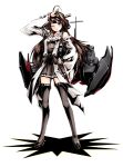  1girl ahoge bare_shoulders black_eyes brown_hair detached_sleeves double_bun hair_ornament hairband headgear japanese_clothes kantai_collection kongou_(kantai_collection) long_hair makishima_rin personification skirt smile solo thighhighs white_background wink 