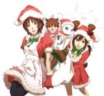  bag bell bell_collar bow chie_(eve_no_jikan) collar eve_no_jikan feathers fur_trim green_bow green_ribbon hat lowres nagi_(eve_no_jikan) official_art red_ribbon reindeer_antlers ribbon sammy_(eve_no_jikan) santa_costume santa_hat thx_(eve_no_jikan) yoshiura_yasuhiro 