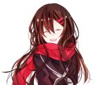  1girl ayano_(kagerou_project) closed_eyes flywinga7 hair_ornament hairclip kagerou_project long_hair scarf school_uniform smile 
