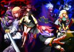  4girls 6+boys blazblue blazblue_phase_0 blonde_hair bloodedge cape celica_a_mercury eight_(blazblue) eyepatch glasses hakumen hat hood jacket jin_kisaragi jubei_(blazblue) katana katou_yuuki konoe_a_mercury multiple_boys multiple_girls official_art pink_hair ragna_the_bloodedge red_jacket seven_(blazblue) silver_hair sword trinity_glassfield valkenhayn_r_hellsing weapon wizard_hat yuuki_terumi 