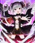  1girl book breasts cleavage dress grimoire idolmaster idolmaster_cinderella_girls kanzaki_ranko lolita_fashion midriff navel official_art short_twintails solo star twintails wings 