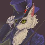  cane cat formal fur green_eyes hat macchiato original solo suit top_hat 