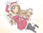  1girl brown_eyes brown_hair christmas hat k-on! kotobuki_tsumugi long_hair sack santa_costume santa_hat y_(sy20) 