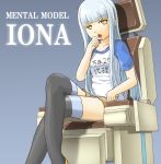  13731 1girl aoki_hagane_no_arpeggio iona long_hair open_mouth personification short_shorts shorts silver_hair sitting solo thighhighs thinking yellow_eyes 