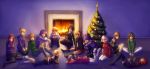  absurdres akame_ga_kill! christmas christmas_tree crossover date_a_live drawfag fate_(series) fireplace highres multiple_girls panty_&amp;_stocking_with_garterbelt persona persona_4 saber satonaka_chie sitting smile stocking_(psg) sweater 