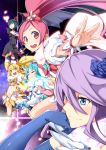  5girls blonde_hair blue_eyes blue_hair cure_blossom cure_marine cure_moonlight cure_sunshine dress hanasaki_tsubomi heartcatch_precure! highres kurumi_erika long_hair magical_girl multiple_girls myoudouin_itsuki pink_hair precure smile thighhighs tsukikage_yuri twintails yuuzii 