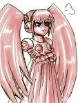  1girl :t artist_request call_(inafune_keiji) call_(mighty_no._9) crossed_arms headphones long_hair mighty_no._9 monochrome pout red_eyes robot robot_joints solo twintails very_long_hair 