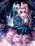 1girl aura byakurin hata_no_kokoro long_hair magic mask pink_eyes pink_hair skirt touhou