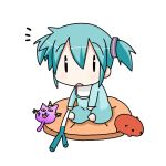  barefoot capybara-san chibi chibi_miku cushion hatsune_miku minami_(colorful_palette) short_twintails spring_onion the_thing_not_quite_sure_what_it_is twintails vocaloid young 