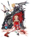  blonde_hair blue_eyes bow buster_sword cable cloud_strife dissidia_final_fantasy earrings error final_fantasy final_fantasy_vi final_fantasy_vii final_fantasy_vii_advent_children gloves hair_bow jewelry kingdom_hearts long_hair magicite magitek_armor materia pantyhose shoulder_pads single_wing sitting spiked_hair staff sword tina_branford weapon wings 