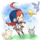  android animal belt bird boots cat chibi dog dress gloves grass head_scarf headset kneehighs miki_(vocaloid) momiji_rou musical_note red_eyes red_hair redhead robot_joints sf-a2_miki sky socks star striped striped_gloves striped_kneehighs vocaloid wrist_cuffs 