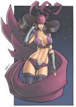 1girl abs bandanna black_hair breasts choker cleavage female_abs fingerless_gloves gauntlets li_mei long_hair midriff midway_(company) mortal_kombat mortal_kombat_armageddon mortal_kombat_deadly_alliance mortal_kombat_deception navel starry_night stars thigh-highs