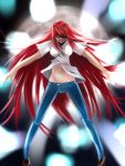  aozaki_aoko blue_jeans fang highres long_hair melty_blood panties redhead tagme tsukihime type-moon 