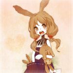  anus bad_id brown_eyes brown_hair bunny bunny_ears heart open_mouth pocket rabbit rabbit_ears short_twintails twintails xxxxakixxxx 
