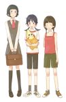  3girls bag hiroko_kaizuka hoshimaru narutaru necktie sakura_akira school_uniform short_hair tamai_shiina twintails 
