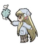  animal_ears animated animated_gif apron blonde_hair brown_eyes chibi chii chobits cleaning gif jacket long_hair lowres pants simple_background standing transparent_background twintails very_long_hair 