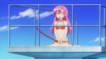  barefoot bikini blush cap feet hayate_no_gotoku! katsura_hinagiku navel outside pink_hair scared sitting swimsuit sword toes 