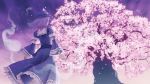  1girl cherry_blossoms from_behind hat japanese_clothes kujira-kousen pink_hair saigyouji_yuyuko short_hair solo touhou tree 
