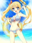  1girl bikini blonde_hair blue_eyes innertube long_hair original solo swimsuit tsurugi_nato twintails water_gun 