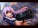  1girl animal_ears blazer gun handgun long_hair purple_hair rabbit_ears red_eyes reisen_udongein_inaba shuizao_(little_child) solo touhou weapon 