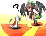  1girl ? absurdres bow brown_hair cat commentary_request hair_bow highres long_hair radiation_symbol reiuji_utsuho shinapuu touhou 