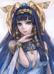  1girl blue_hair breasts circlet isis_(p&amp;d) jewelry long_hair opiu puzzle_&amp;_dragons solo 