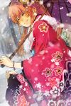  1girl closed_eyes furisode gintama japanese_clothes kagura_(gintama) kimono long_hair nuriko-kun orange_hair smile snowing umbrella 