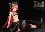  1girl animal_ears bikini_top cat_ears helmet long_hair original red_eyes redhead solo yucca-612 