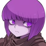  1girl bags_under_eyes bangs bob_cut cloak face icon necro-chan_(space_jin) necromancer original pale_skin purple_hair ringed_eyes short_hair space_jin violet_eyes 