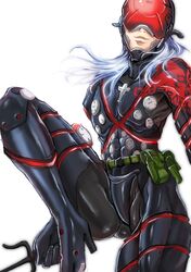  11t 1boy cyborg long_hair mask metal_gear_rising:_revengeance monsoon_(metal_gear_rising) sai_(weapon) silver_hair solo 