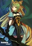  1girl animal_ears archer_of_red blonde_hair bow_(weapon) cat_ears fate/apocrypha fate_(series) green_eyes green_hair highres long_hair multicolored_hair solo swd3e2 thighhighs weapon 